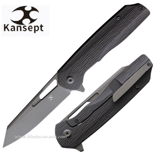Kansept Shard Flipper Framelock Knife, CPM S35VN, Titanium Textured, K1006 Treelines